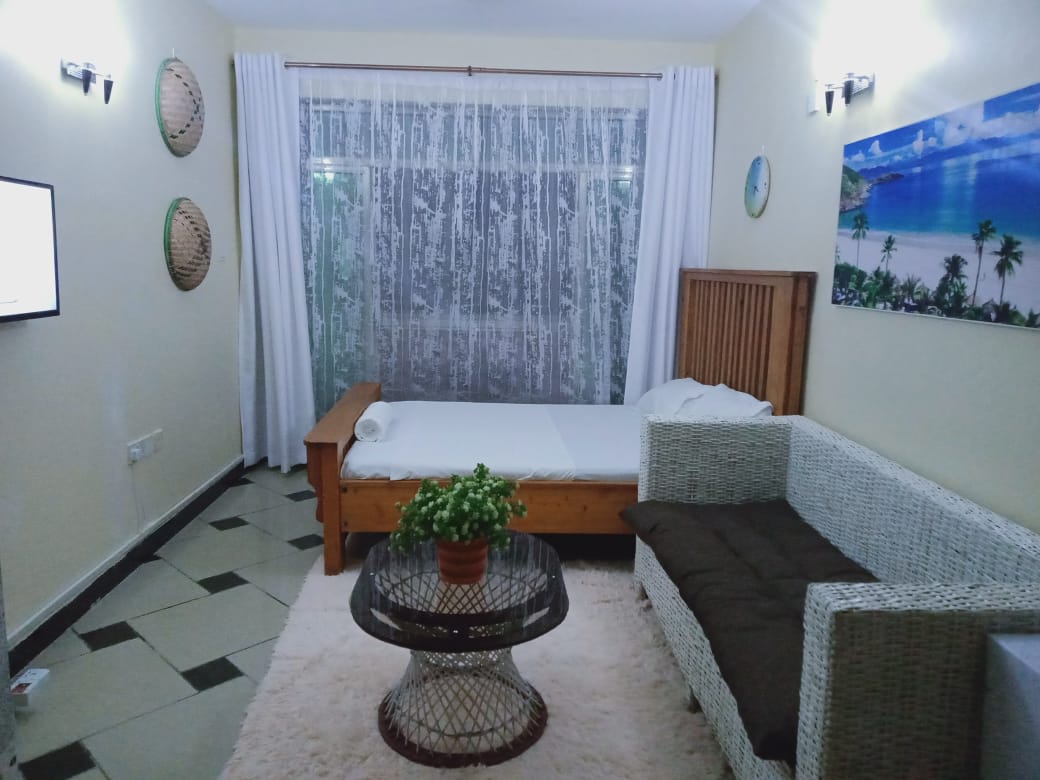 One bedroom with two beds